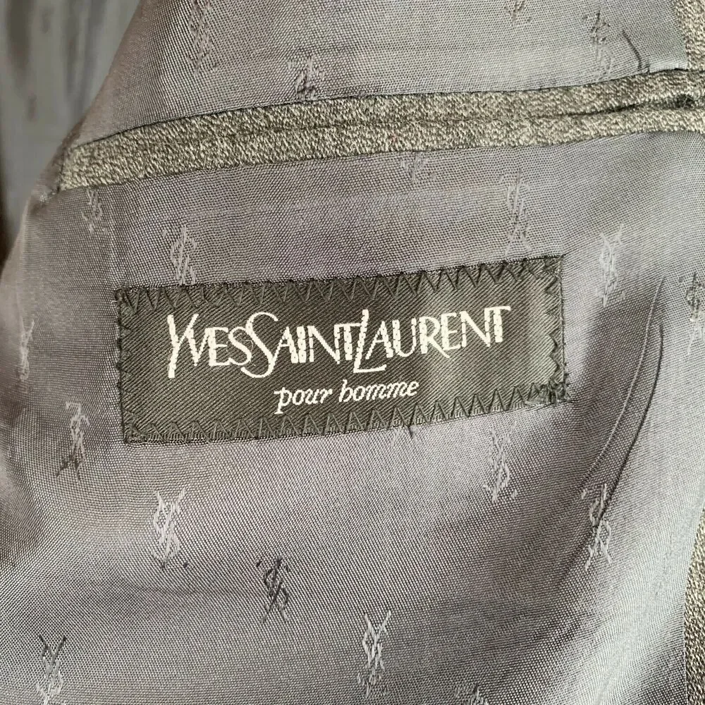 Yves Saint Laurent Blazer Jacket 42R Grey Wool Blazer Slim Fit Summer Weight